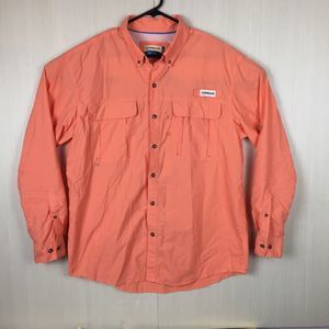 MEGELLAN Fish Gear Men Orange Jacket MagWick Button Up Long Sleeve Size L Large